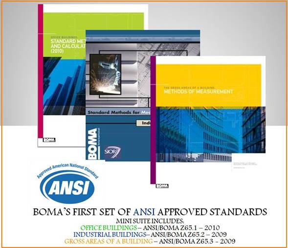 ANSI/BOMA Z65.1-2010, ANSI/BOMA Z65.2-2009, ANSI/BOMA Z65.3-2009